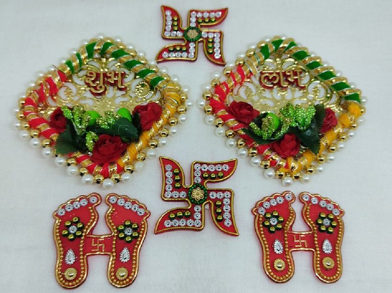 Swara Enterprise LABH SHUBH WITH SATHIYA AND PAGLA Pack of 6  (Multicolor)