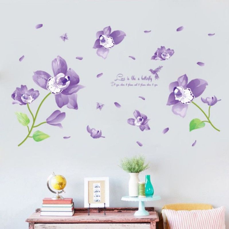 CRIMSON DECORS PURPLE BLOSSOMS  (90 cm X 60 cm, Multicolor)