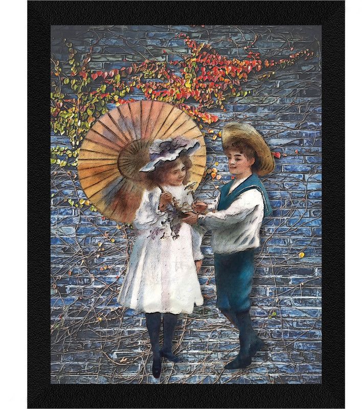 ArtX Kids Modern Art Framed Painting For Home Decorative Ink 13.5 inch x 10.5 inch Painting  (With Frame)