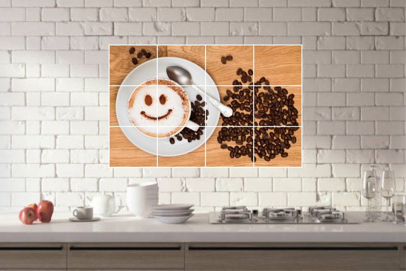 AK Graphics 50 cm Coffee with smile kitchen wall sticker Self Adhesive Sticker  (Pack of 1)