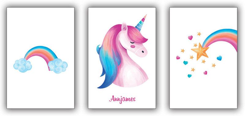 Annjames Magical Unicorn Paintings / Posters for girls / Posters for room / Posters For kids Paper Print  (17.5 inch X 11.5 inch)