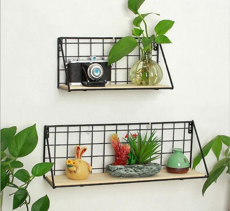 ONLINECRAFTS wooden , iron wall shelf 2 jali black Iron Wall Shelf  (Number of Shelves - 2, Black)