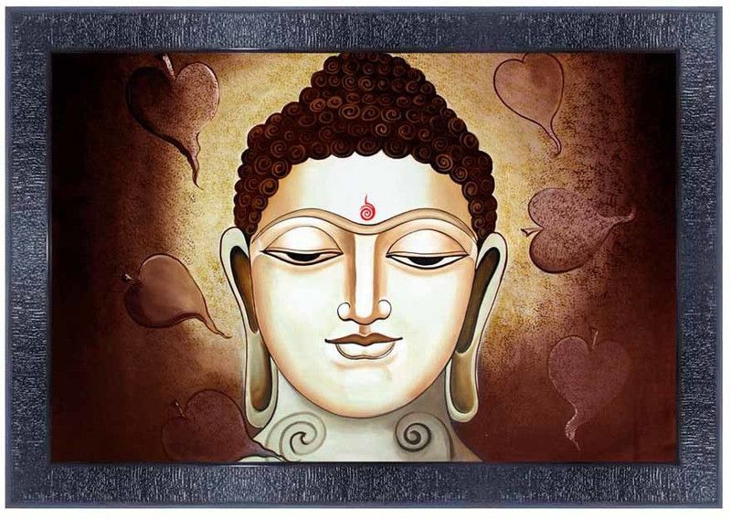 pnf Buddha Wood Photo Frames with Acrylic Sheet (Glass)3100 Digital Reprint 10 inch x 14 inch Painting  (With Frame)