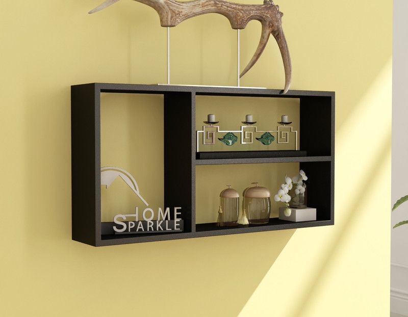Wooden Wall Shelf For Home Decor MDF (Medium Density Fiber) Wall Shelf (Number of Shelves - 1, Black) MDF (Medium Density Fiber) Wall Shelf  (Number of Shelves - 1, Black)