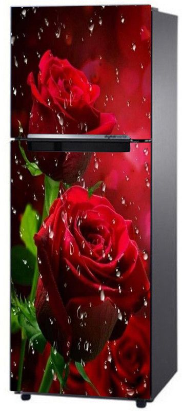 Sudarshan Creatives 60 cm Decorative Red Rose Flower Self Adhesive Sticker (Pack of 1) Self Adhesive Sticker  (Pack of 1)