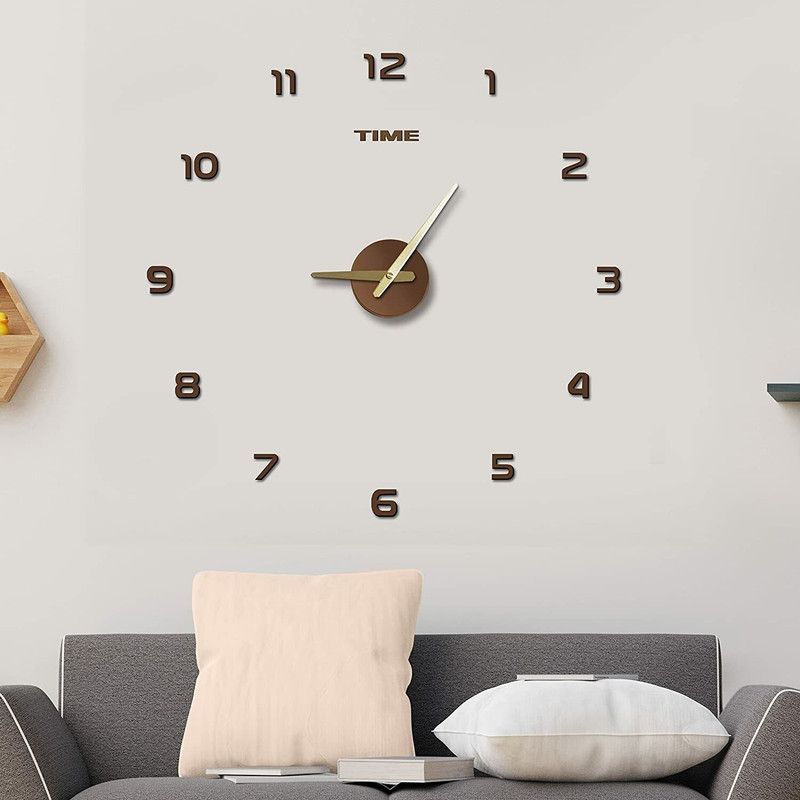 FASTQT Analog 80 cm X 80 cm Wall Clock  (Brown, Without Glass, DIY Clocks)