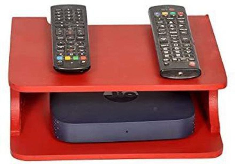 LION WOOD CAFE FLOATING WALL SHELF FOR SET TOP BOX/ WIFI ROUTER STAND/ BOOK/ DISPLAY RACK SHELF MDF (Medium Density Fiber) Wall Shelf  (Number of Shelves - 2, Red)