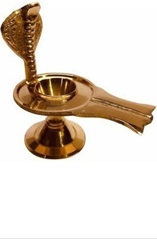 Amoksh Collection Brass shivling stand / shiva lingam Jalheri / Suitable for ling Decorative Showpiece - 8 cm  (Brass, Gold)