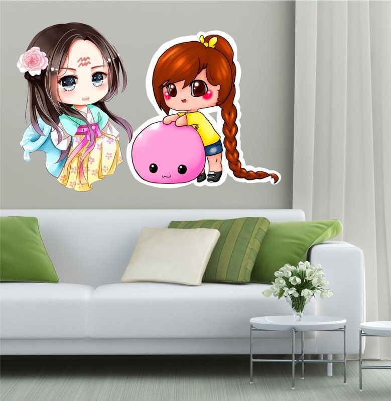 Madhuban Decor 75 cm Madhuban DecorCUTE DOLLS Self Adhesive Sticker  (Pack of 2)