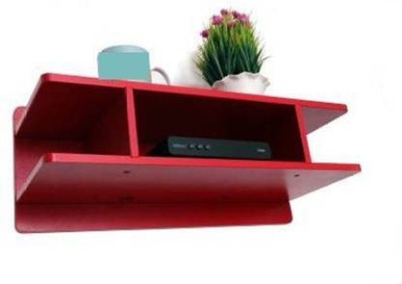 HabibaArtGallery Wall TV set up box Stand & Wifi Stand MDF MDF (Medium Density Fiber) Wall Shelf  (Number of Shelves - 4, Red)