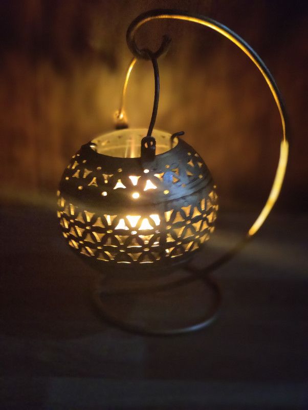 ArtMania Antique Tealight Candle Holder For Home Decor/ Wall Decor/Gifting Item Decorative Showpiece - 25.4 cm  (Iron, Gold)