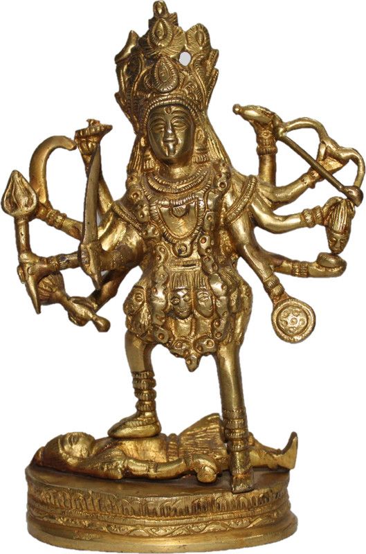 aditicrafts Maa Kali -Brass Decorative Showpiece - 20 cm  (Brass, Gold)