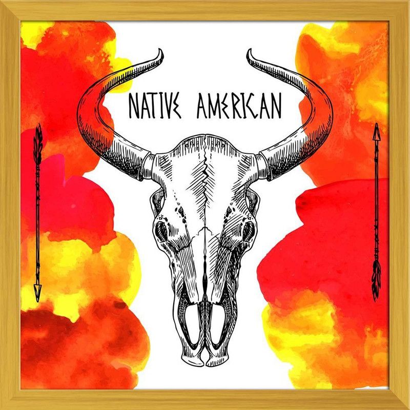 Native American Canvas Painting Golden Synthetic Frame 24x24inch (61x61cms) Canvas 24 inch x 24 inch Painting