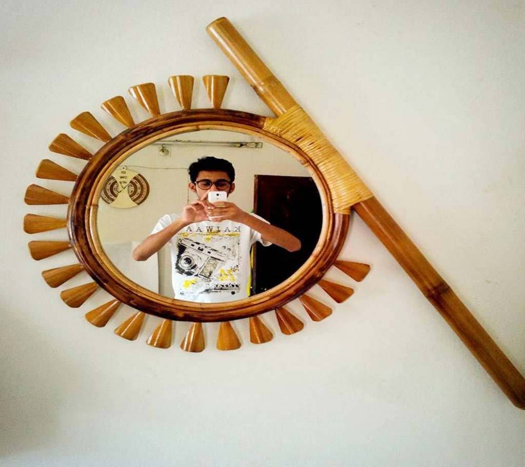 Bamboo and rattan Bangladeshi hand fan mirror 