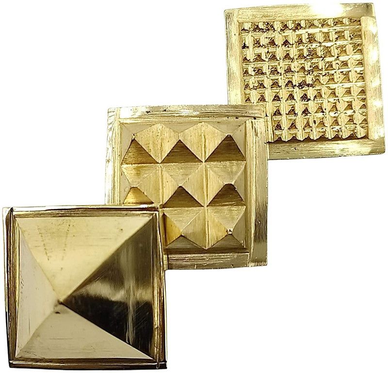 Multi Bazar Metal Triangular Pyramid for Positive Energy 3 Layer Plate Set Decorative Showpiece - 3 cm  (Metal, Gold)