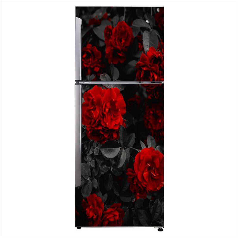 Advait Designs 60 cm Advait Designs Decorative garden roses flower petal black plant Exta Large Sticker For Fridge Décor Self Adhesive Sticker  (Pack of 1)