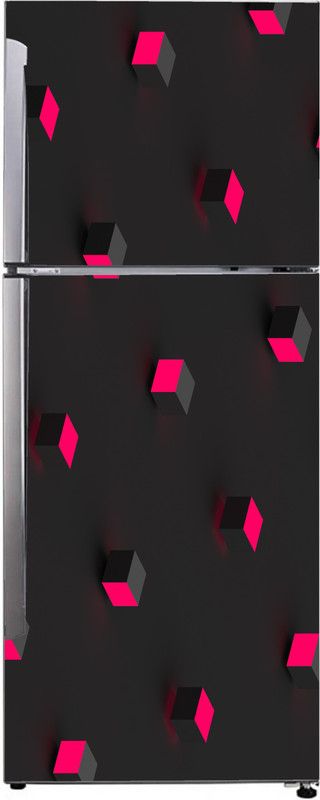 Advait Designs 60 cm Advait Designs fridge sticker for 3d pink lighting qubes with black bacground abstract extra lardge fridge sticker for fridge decor (pvc vinyl multicolor) Self Adhesive Sticker  (Pack of 1)