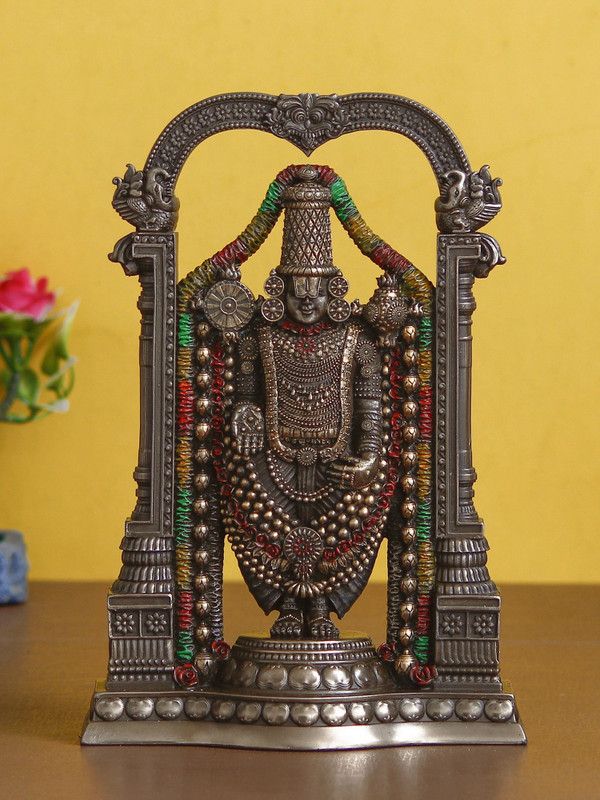 eCraftIndia Tirupati Balaji Cold Cast Bronze Resin Decorative Figurine Decorative Showpiece - 21 cm  (Polyresin, Brown)