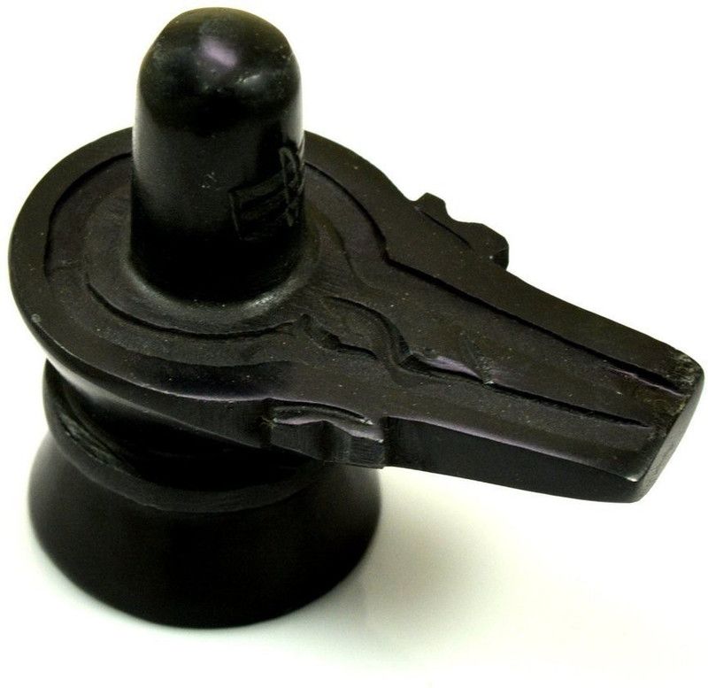 Shiv 3.3 Inch Black Marble Shiva Lingam Shivling Decorative Showpiece - 8.25 cm  (Stone, Black)