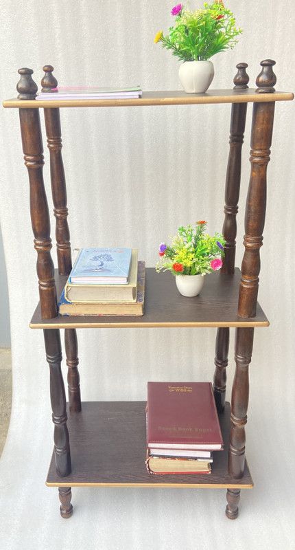 ONLINECRAFTS wooden corner 4 shelf (brown) ch2477 Wooden Wall Shelf  (Number of Shelves - 4, Brown)