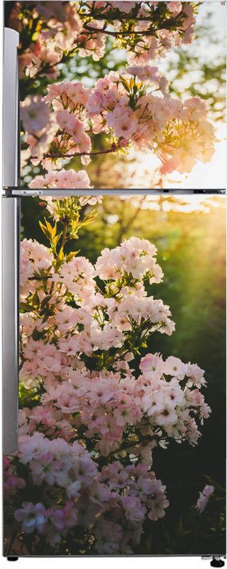 Decor studio 160 cm Decorative abstract multicolor golden sun ray on the flowers, and blur background wallpaper sticker for fridge décor Self Adhesive Sticker  (Pack of 1)