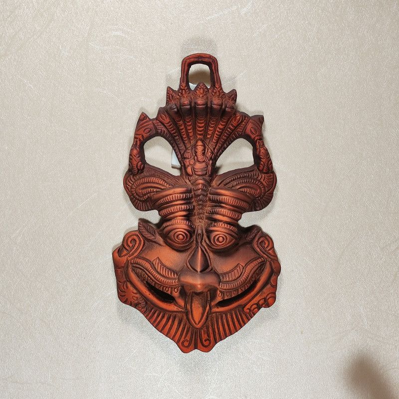 KridayKraft Metal Nazar Battu with Naag Ganesha for Evil Eye Protection & Nazar Suraksha (Bad Eye), Suraksha Kawach Mask for Home,Office Wall & Door Hanging...  (16.5 cm X 9.5 cm, Met)