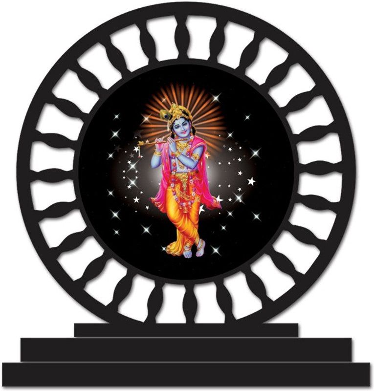 Plan to Gift Krishan Ji Car Dashboard idols Figurine Showpiece Decorative Showpiece - 12 cm  (Wood, Multicolor)