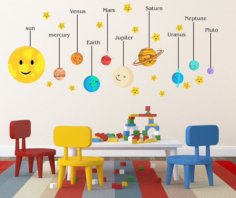Hanu 180 cm 9 Planets Multicolor PVC Vinyl Wallsticker (180CM x 70CM) Self Adhesive Sticker  (Pack of 1)