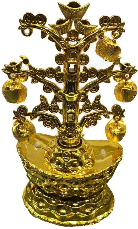 Vyne Lucky Chinese Money Coin Tree for Health Wealth and Happiness Decorative Showpiece - 5 cm  (Plastic, Gold)