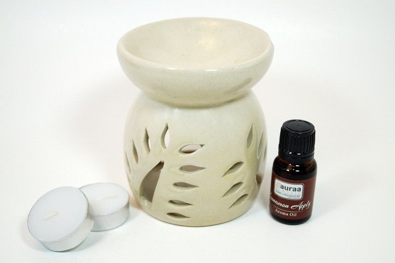 Aroma Gift Set Oil Burner Aroma Diffuser (Free 2 Tea Light Candles & 10 ml Cinnamon Apply Aroma Oil) Diffuser Set  (4 x 2.5)