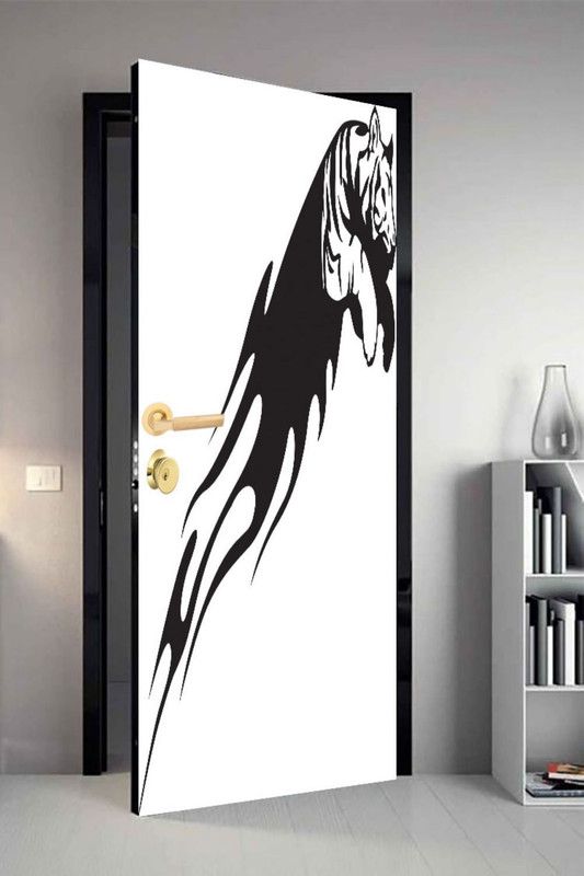 QTH 213 cm Line Art Dor-0485 Design Door Sticker Self Adhesive Sticker  (Pack of 1)