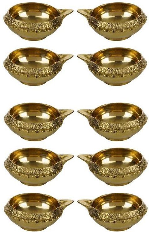 SH RETAIL Brass (Pack of 10) Table Diya Set  (Height: 2 inch)