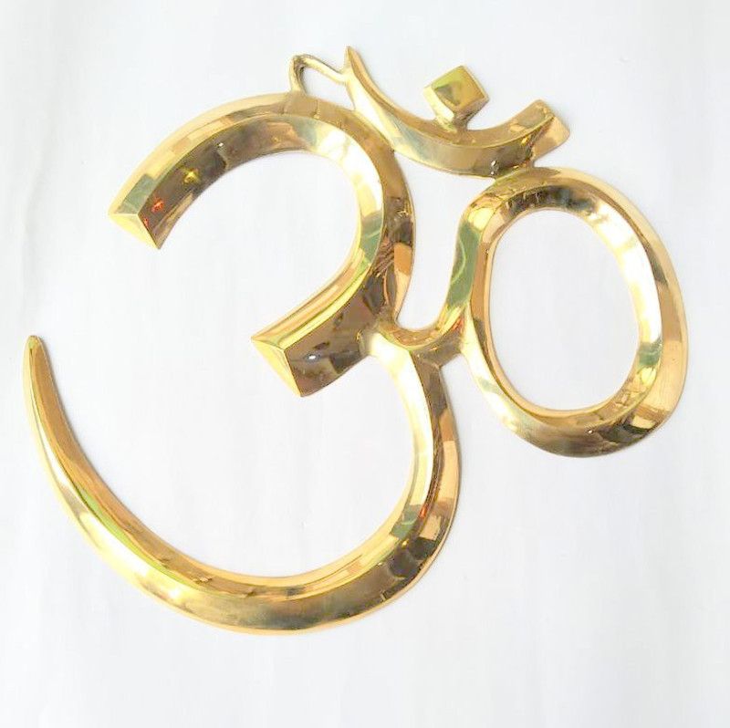 Robin Export Company Premium Quality Brass Wall Hanging Om Symbol Home Decorations 6 Inch Decorative Showpiece - 26 cm  (Brass, Gold)
