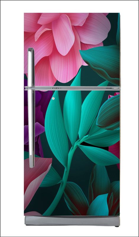 Decoration designs 60 cm Flower WallpaperLarge Single Door Fridge Wallpaper And Decal Self Adhesive Fridge Wallpaer_Water Droplet Print Self Adhesive Sticker  (Pack of 1)