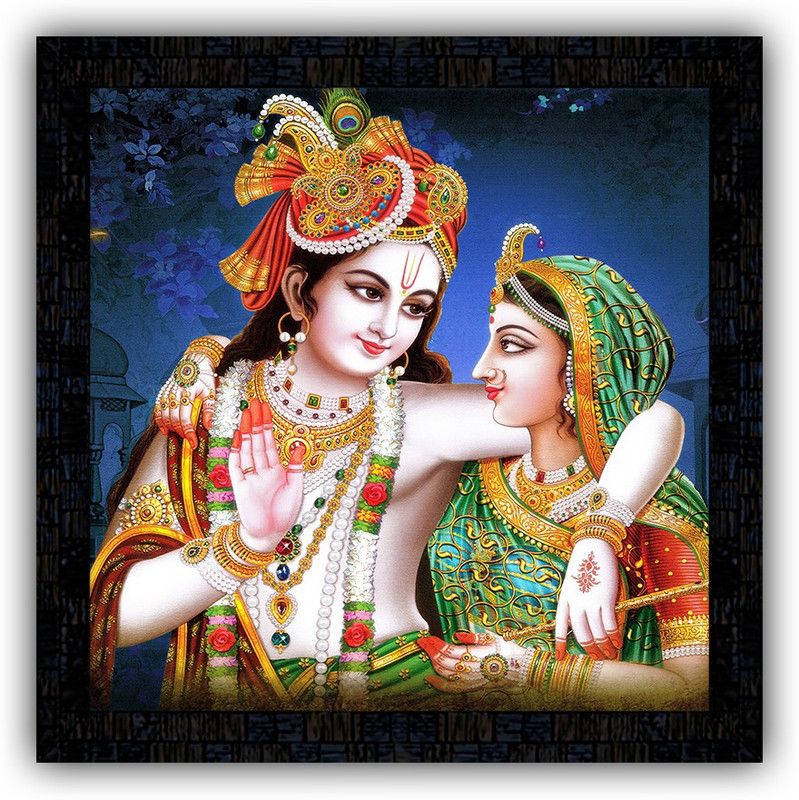 Poster N Frames framed poster of Radha Krishna-14644 Digital Reprint 14 inch x 14 inch Painting  (With Frame)