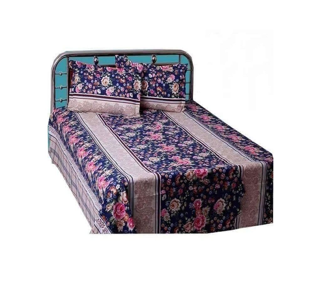 Double Size Cotton Bed Sheet with Matching 2 Pillow Covers - Multicolor bed-17