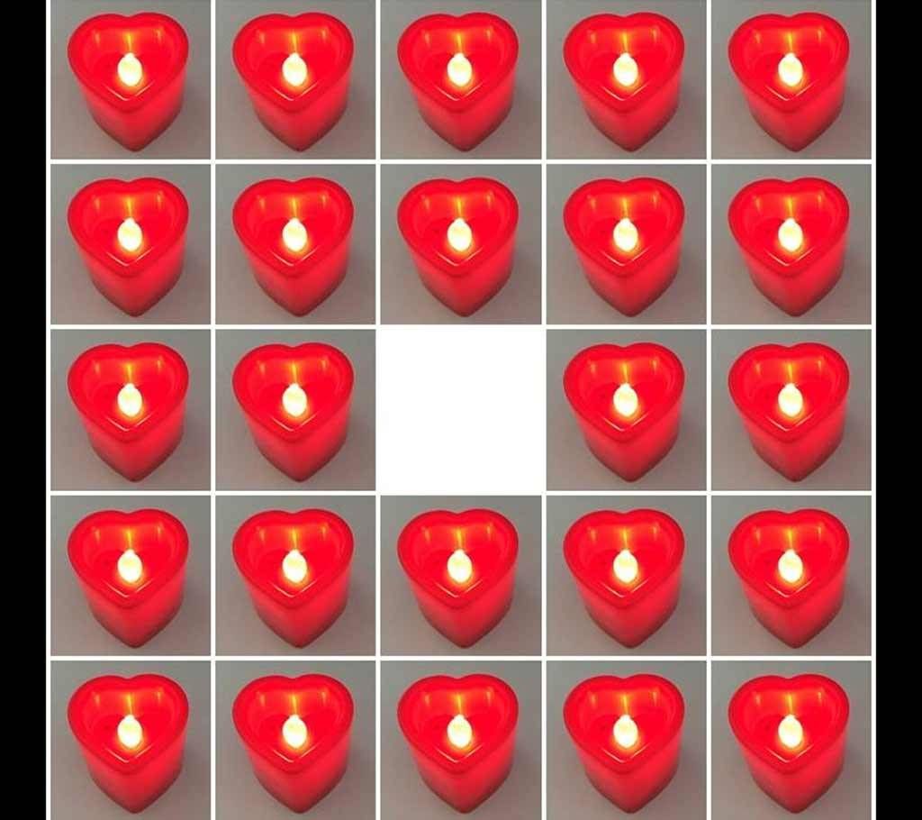 LED Heart Shaped Candle Light- 24 PCS