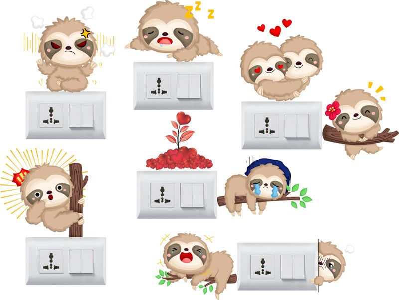 Design Zoo 13 cm Expressions of Teddy Switchboard Sticker Self Adhesive Sticker  (Pack of 9)