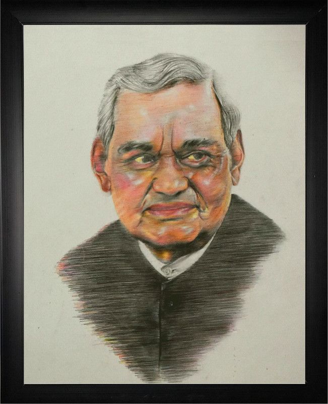 Dakshata Atal bihari vajpayee ji sketch / Pencil color / sketch Pencil 16 inch x 13 inch Painting  (With Frame)