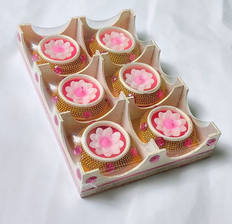 WINNSUN Designer Matki diya Ceramic (Pack of 6) Table Diya Set  (Height: 1.5 inch)