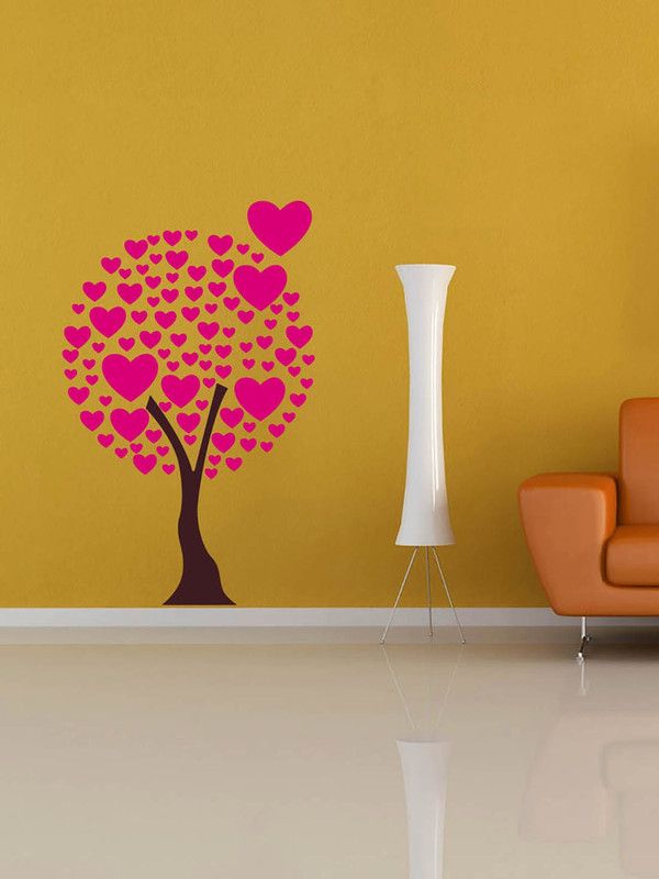 ALLURE 89 cm famouse heart tree Self Adhesive Sticker  (Pack of 1)