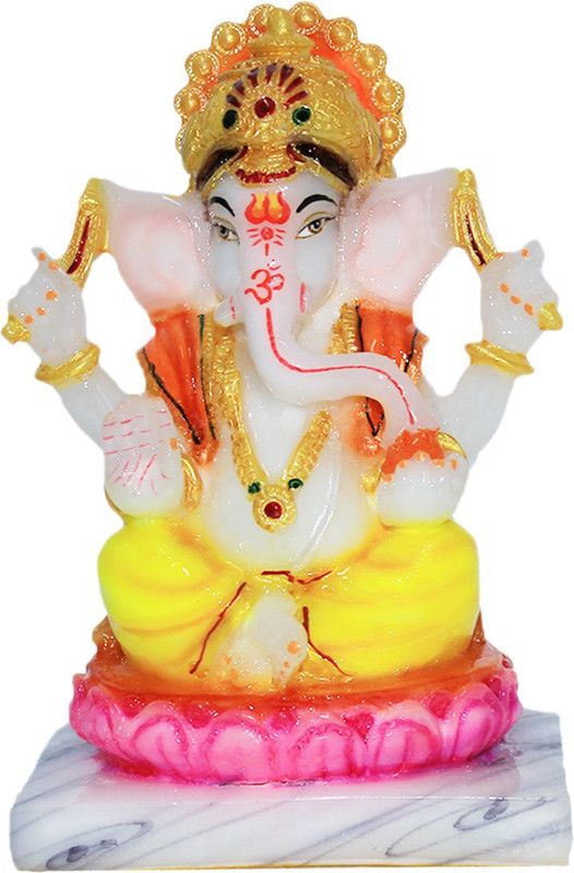 FABZONE Lord Ganesha Marble Idol Ganpati God Ganesh Home D�Xor Statue Spiritual Puja Vastu ShowpieXe Figurine - Religious Murti Pooja Gift Item Decorative Showpiece - 15 cm  (Marble, Multicolor)