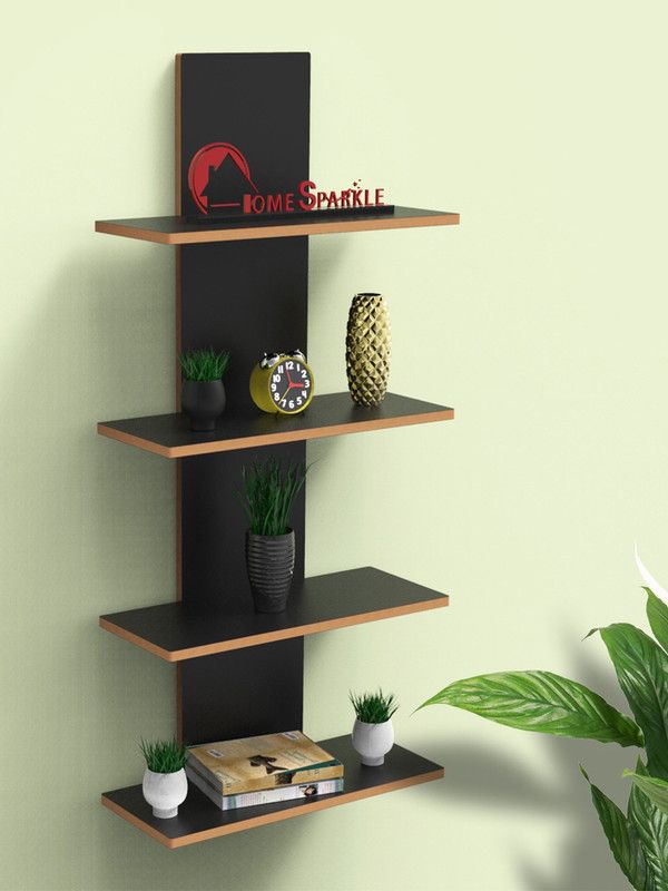 MDF (Medium Density Fiber) Wall Shelf (Number of Shelves - 4, Black) MDF (Medium Density Fiber) Wall Shelf  (Number of Shelves - 4, Black)