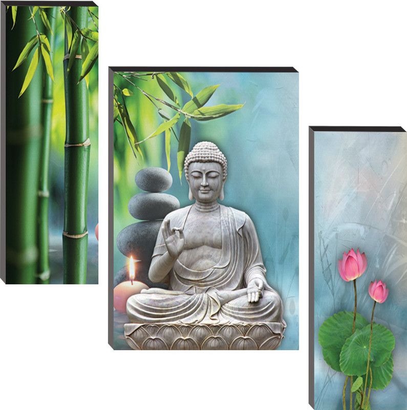 Masstone HD 3 Piece MDF Panel Painting Digital Reprint 18 inch x 24 inch Painting  (With Frame, Pack of 3)