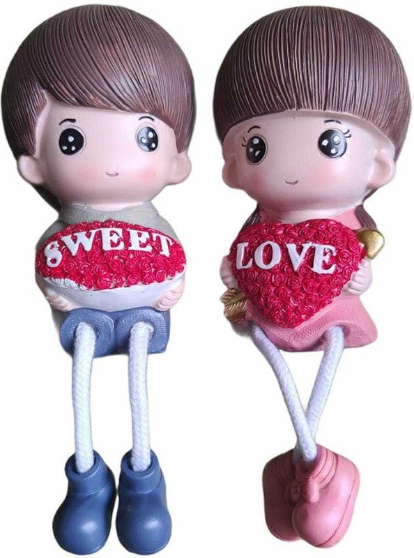 The Simplifiers Happy Luv Couple Home Decor (7069) Decorative Showpiece - 18 cm  (Polyresin, Multicolor)