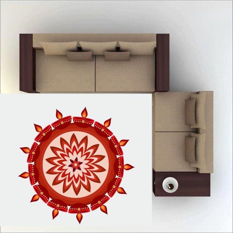 Saiii Designs 30 cm Diwali Special - Colourful Decorative Rangoli Sticker Size- 30 cm x 30 cm Set of 1 Self Adhesive Sticker  (Pack of 1)