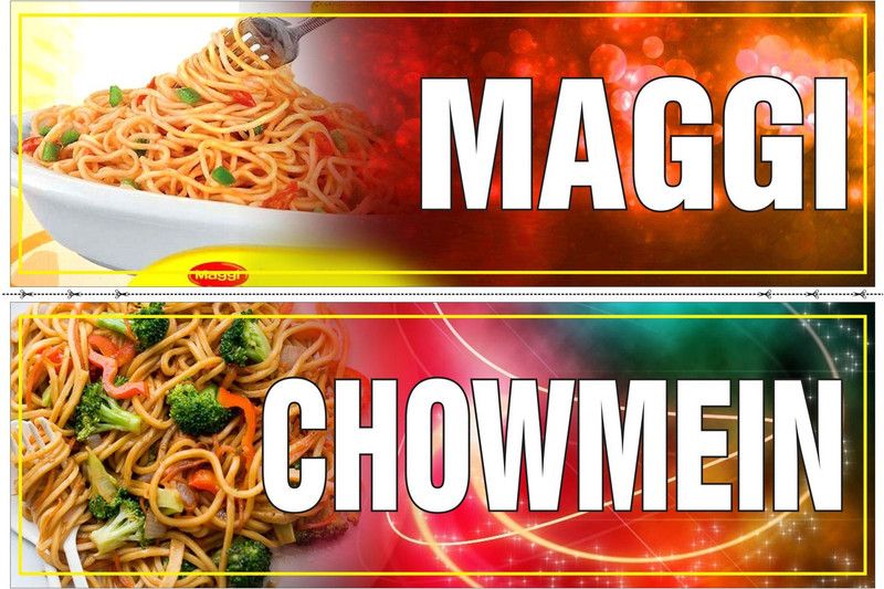 Poster For Hotel Restaurant Bar Caterer Sticker Maggi & Chowmein (Large Print, 36x24 Inches, Banner Media, Multicolor) Fine Art Print  (24 inch X 36 inch, Rolled)