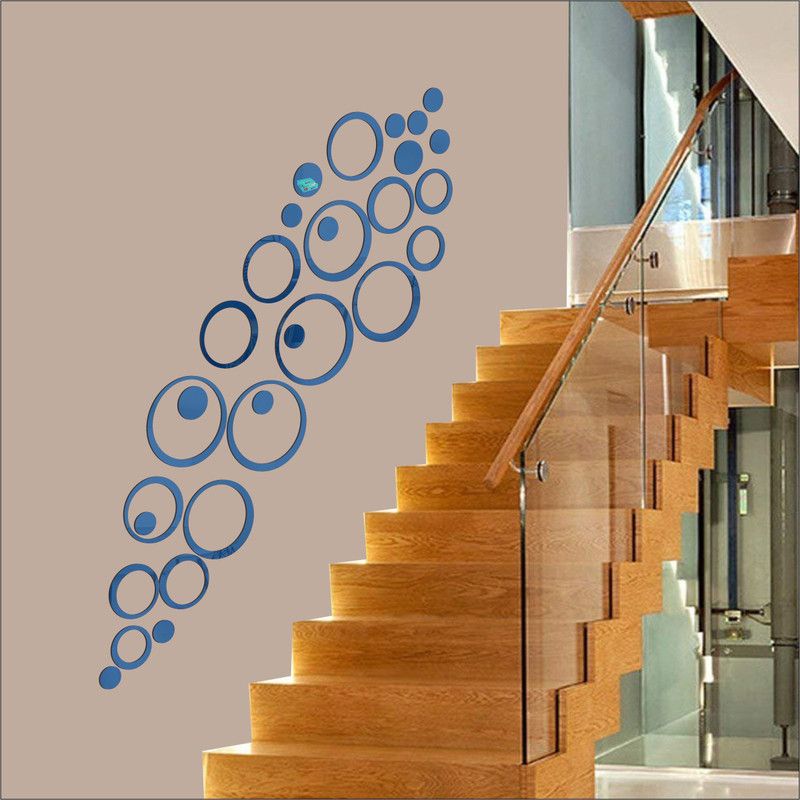 BEST DECOR 12.7 cm 30 Ring And Dots Blue-79 Self Adhesive Sticker  (Pack of 1)