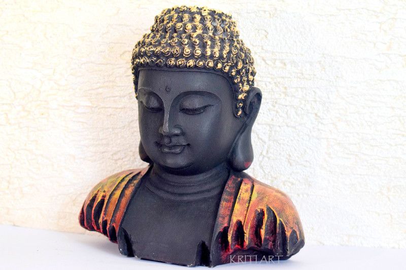 Silpagrha Silpagrha Trending Good Luck Vastu-fengshui Decorative Small Buddha Bust (Multicolor,7inch) Decorative Showpiece - 14 cm  (Polyresin, Yellow)