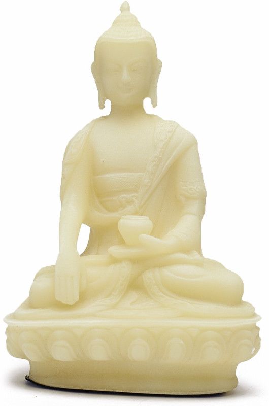 Glee and Glint Buddha Idol Calm and Relaxing Idol of Buddha Handcrafted Meditation Home Decor Decorative Showpiece - 6 cm  (Glass, White)